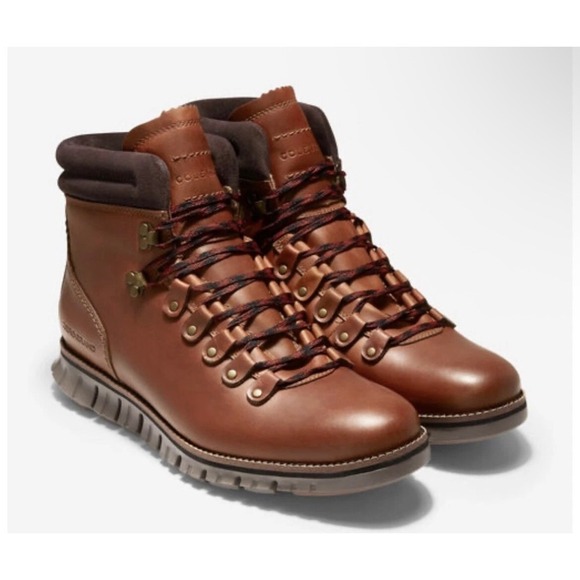 Cole Haan Other - Cole Haan Mens Zeroground Brown Leather Lace Up Waterproof Hiking Boots Size 9M